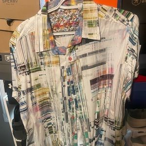 Robert Graham XL short sleeve button up dress shirt multi colored